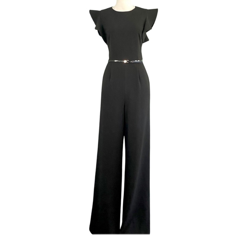 Calvin Klein Black flutter sleeve jumpsuit